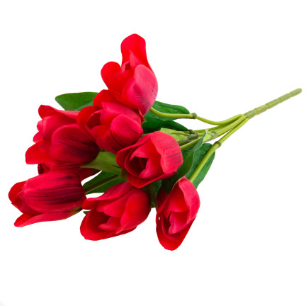 CV26815-8 velká kytice tulipánů X9 červené umělé tulipány v kytici