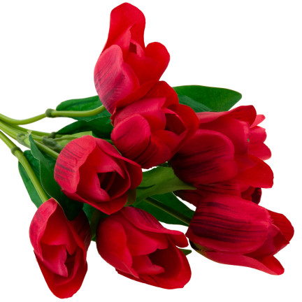 CV26815-8 velká kytice tulipánů X9 červené umělé tulipány v kytici