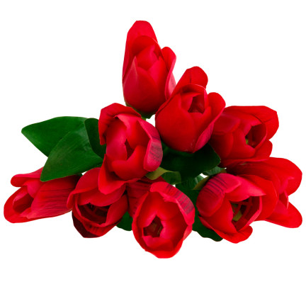 CV26815-8 velká kytice tulipánů X9 červené umělé tulipány v kytici