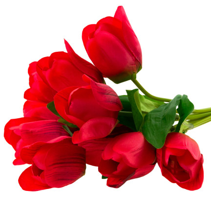 CV26815-8 velká kytice tulipánů X9 červené umělé tulipány v kytici