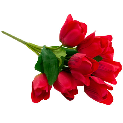 CV26815-8 velká kytice tulipánů X9 červené umělé tulipány v kytici