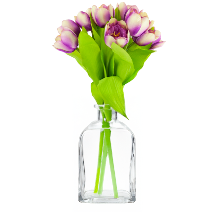 CV27020-10 kytice tulipánů s pogumovanou stopkou, 9 květů, fialová