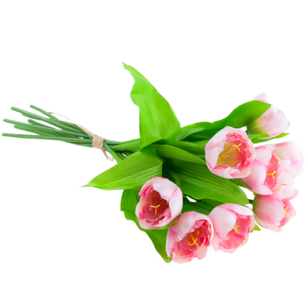 CV27020-5 kytice tulipánů, krásné jako živé, 9 kusů, růžové
