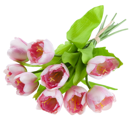 CV27020-5 kytice tulipánů, krásné jako živé, 9 kusů, růžové