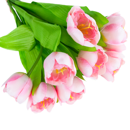 CV27020-5 kytice tulipánů, krásné jako živé, 9 kusů, růžové