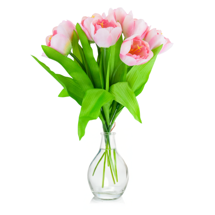 CV27020-5 kytice tulipánů, krásné jako živé, 9 kusů, růžové