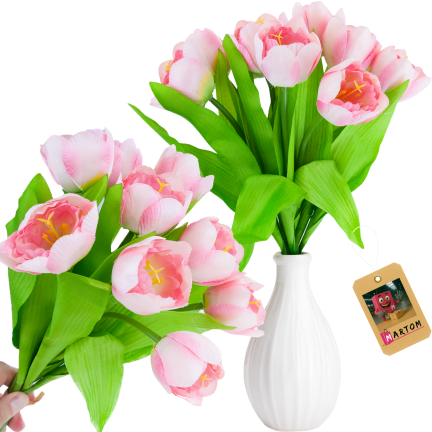 CV27020-5 kytice tulipánů, krásné jako živé, 9 kusů, růžové