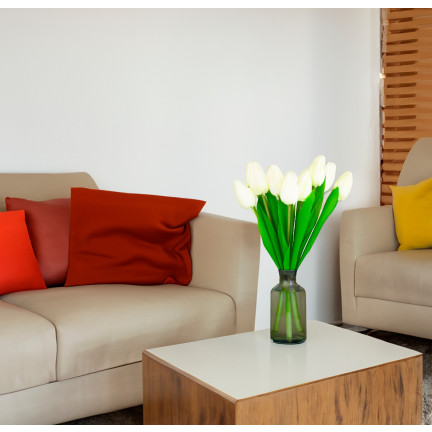 CV27025-1 tulipány, kytice tulipánů, krásná jako živé tulipány, bílé květy, 12 květů