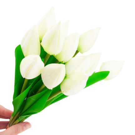 CV27025-1 tulipány, kytice tulipánů, krásná jako živé tulipány, bílé květy, 12 květů