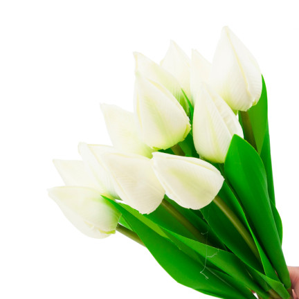 CV27025-1 tulipány, kytice tulipánů, krásná jako živé tulipány, bílé květy, 12 květů