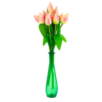 CV27025-2 kytice tulipánů, 12 rozkvetlých růžových květů