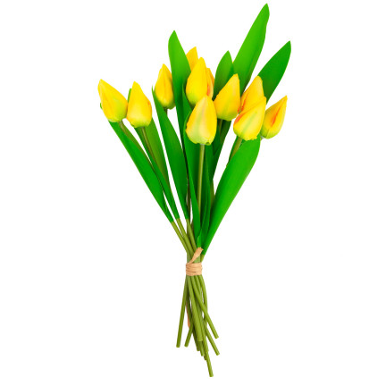 CV27025-3 velký kytice tulipánů X12 žlutá umělé květiny tulipány v kytici
