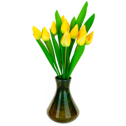 CV27025-3 velký kytice tulipánů X12 žlutá umělé květiny tulipány v kytici
