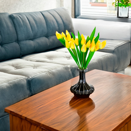 CV27025-3 velký kytice tulipánů X12 žlutá umělé květiny tulipány v kytici