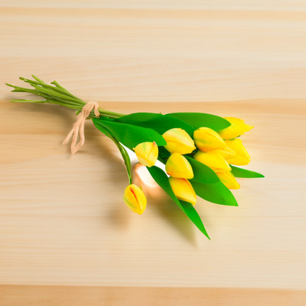 CV27025-3 velký kytice tulipánů X12 žlutá umělé květiny tulipány v kytici