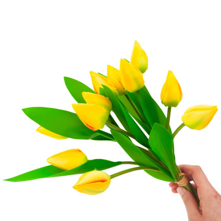 CV27025-3 velký kytice tulipánů X12 žlutá umělé květiny tulipány v kytici