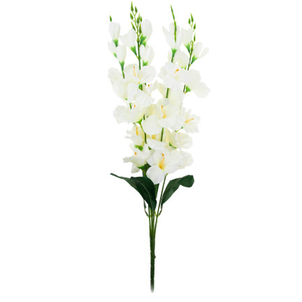 CV31140-1 kytice gladiolů, 5 větviček, aranžmá z umělých květin, krémová barva, ecru