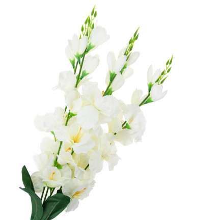 CV31140-1 kytice gladiolů, 5 větviček, aranžmá z umělých květin, krémová barva, ecru
