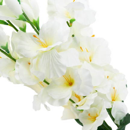 CV31140-1 kytice gladiolů, 5 větviček, aranžmá z umělých květin, krémová barva, ecru