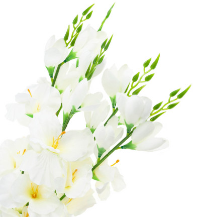 CV31140-1 kytice gladiolů, 5 větviček, aranžmá z umělých květin, krémová barva, ecru
