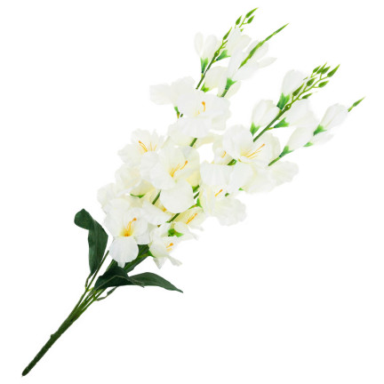 CV31140-1 kytice gladiolů, 5 větviček, aranžmá z umělých květin, krémová barva, ecru