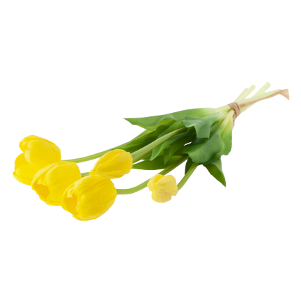 CV31218-4 kytice tulipánů z pěnové gumy, 5 ks, žlutá, perforovaná, realistická
