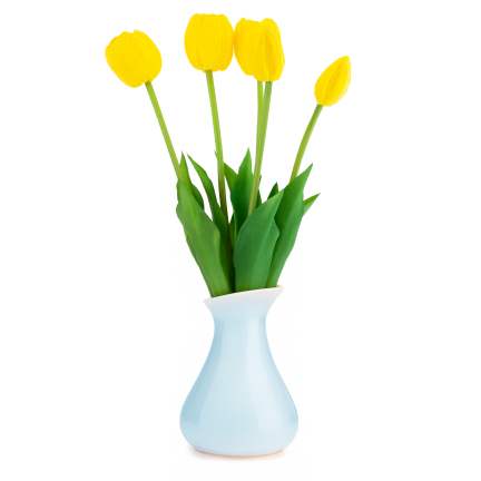 CV31218-4 kytice tulipánů z pěnové gumy, 5 ks, žlutá, perforovaná, realistická