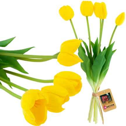 CV31218-4 kytice tulipánů z pěnové gumy, 5 ks, žlutá, perforovaná, realistická