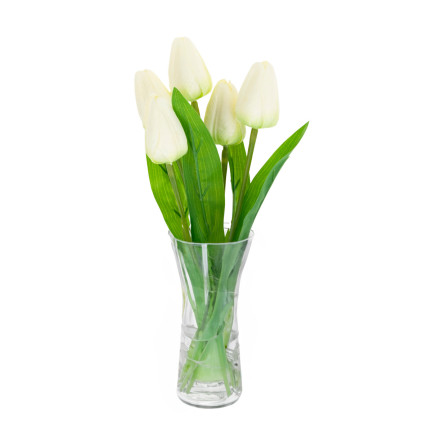 CV31225-1 tulipán, kytice tulipánů, krásná jako živé tulipány, bílé a ecru květy, X5