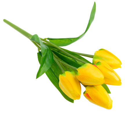 CV31225-2 tulipán, kytice pěnových tulipánů X5, žluté umělé tulipány v kytici