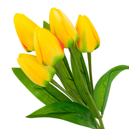 CV31225-2 tulipán, kytice pěnových tulipánů X5, žluté umělé tulipány v kytici