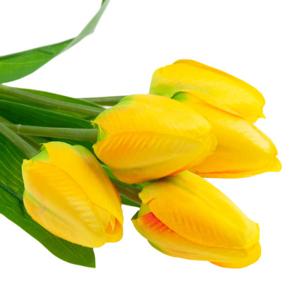 CV31225-2 tulipán, kytice pěnových tulipánů X5, žluté umělé tulipány v kytici