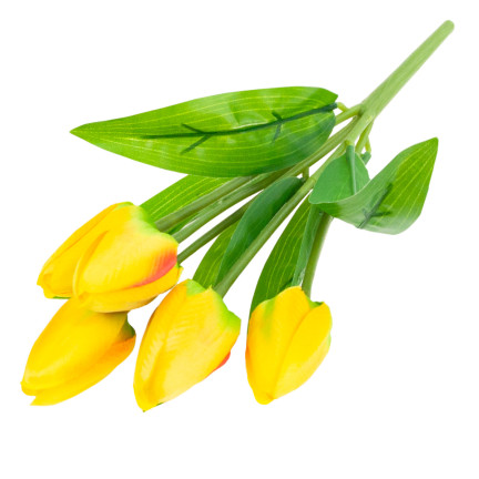 CV31225-2 tulipán, kytice pěnových tulipánů X5, žluté umělé tulipány v kytici