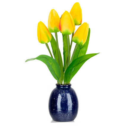 CV31225-2 tulipán, kytice pěnových tulipánů X5, žluté umělé tulipány v kytici