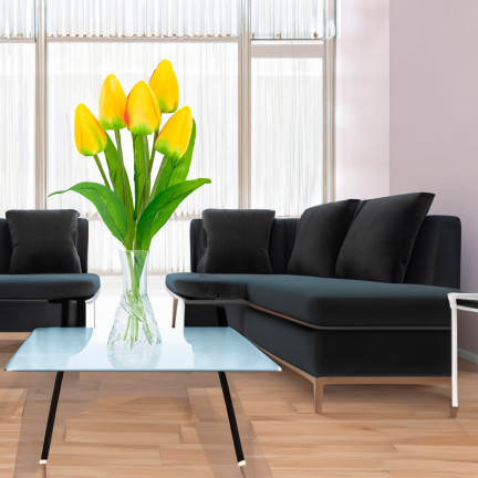 CV31225-2 tulipán, kytice pěnových tulipánů X5, žluté umělé tulipány v kytici