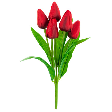 CV31225-5 tulipán, kytice tulipánů, krásná jako živé tulipány, červené květy, 5 ks