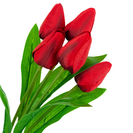 CV31225-5 tulipán, kytice tulipánů, krásná jako živé tulipány, červené květy, 5 ks