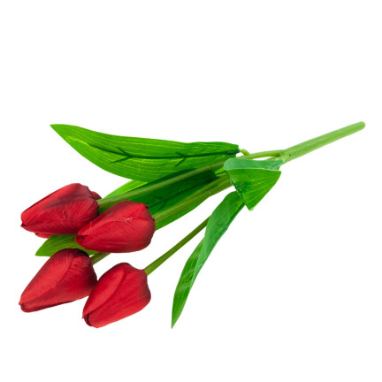 CV31225-5 tulipán, kytice tulipánů, krásná jako živé tulipány, červené květy, 5 ks