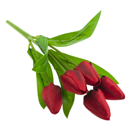 CV31225-5 tulipán, kytice tulipánů, krásná jako živé tulipány, červené květy, 5 ks