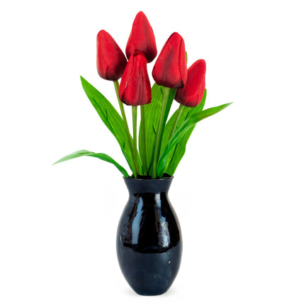 CV31225-5 tulipán, kytice tulipánů, krásná jako živé tulipány, červené květy, 5 ks
