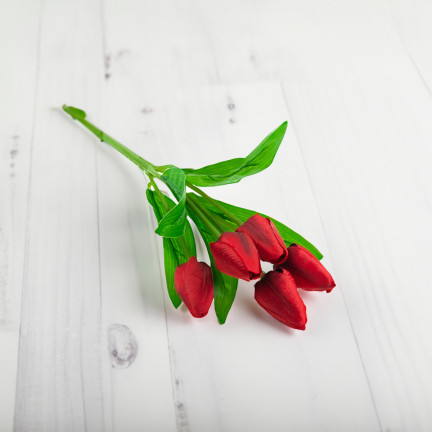 CV31225-5 tulipán, kytice tulipánů, krásná jako živé tulipány, červené květy, 5 ks