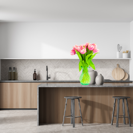 CV31227-4 kytice tulipánů X7, tmavě růžové, s pogumovanými stonky, hustá jarní kytice