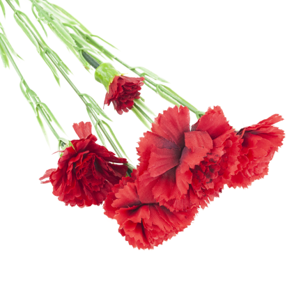 Větvička hřebíčků, kytice hřebíčků, umělé květiny, realistické, červené, 60 cm