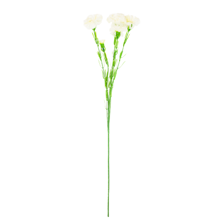Větvička karafiátů, kytice karafiátů, umělé květiny, realistické, bílé, 60 cm