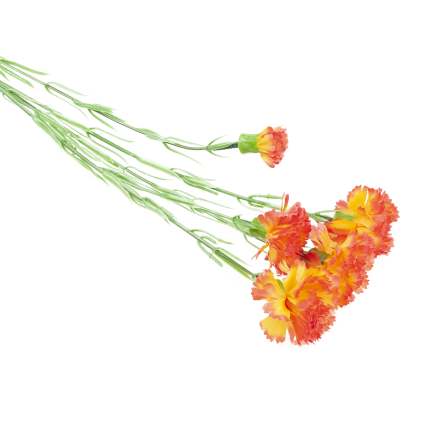Větvička karafiátů, kytice karafiátů, umělé květiny, realistické, oranžové, 60 cm