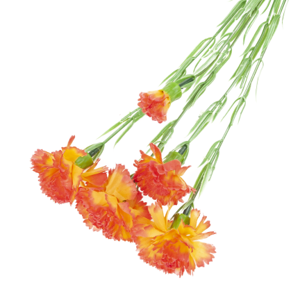 Větvička karafiátů, kytice karafiátů, umělé květiny, realistické, oranžové, 60 cm