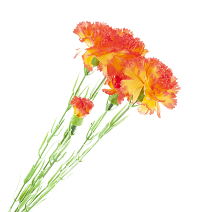 Větvička karafiátů, kytice karafiátů, umělé květiny, realistické, oranžové, 60 cm