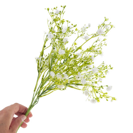 CV31709 – 1 ks umělých květin, které vypadají jako živé, bílá gypsophila, dekorace na hřbitov, do kytice