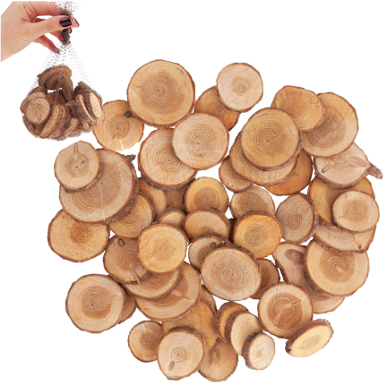 CV34574 dřevěné kroužky, přírodní dekorace v sáčku, DIY, ruční práce