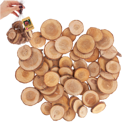 CV34574 dřevěné kroužky, přírodní dekorace v sáčku, DIY, ruční práce